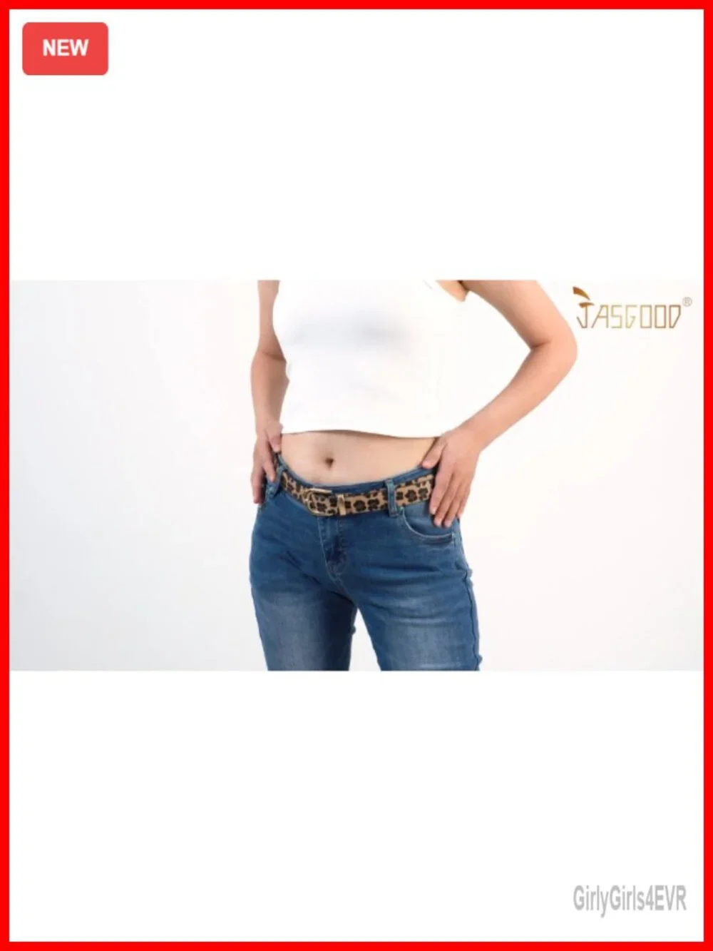 Faux Leather Belt with Gold Buckle for Dresses Jeans